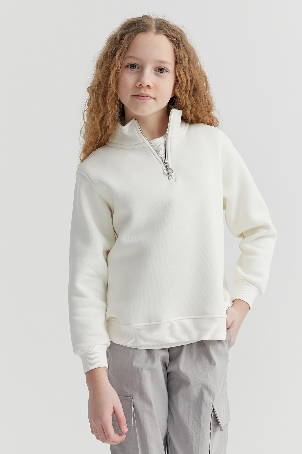 Girl's Half Zipper Sweat Top