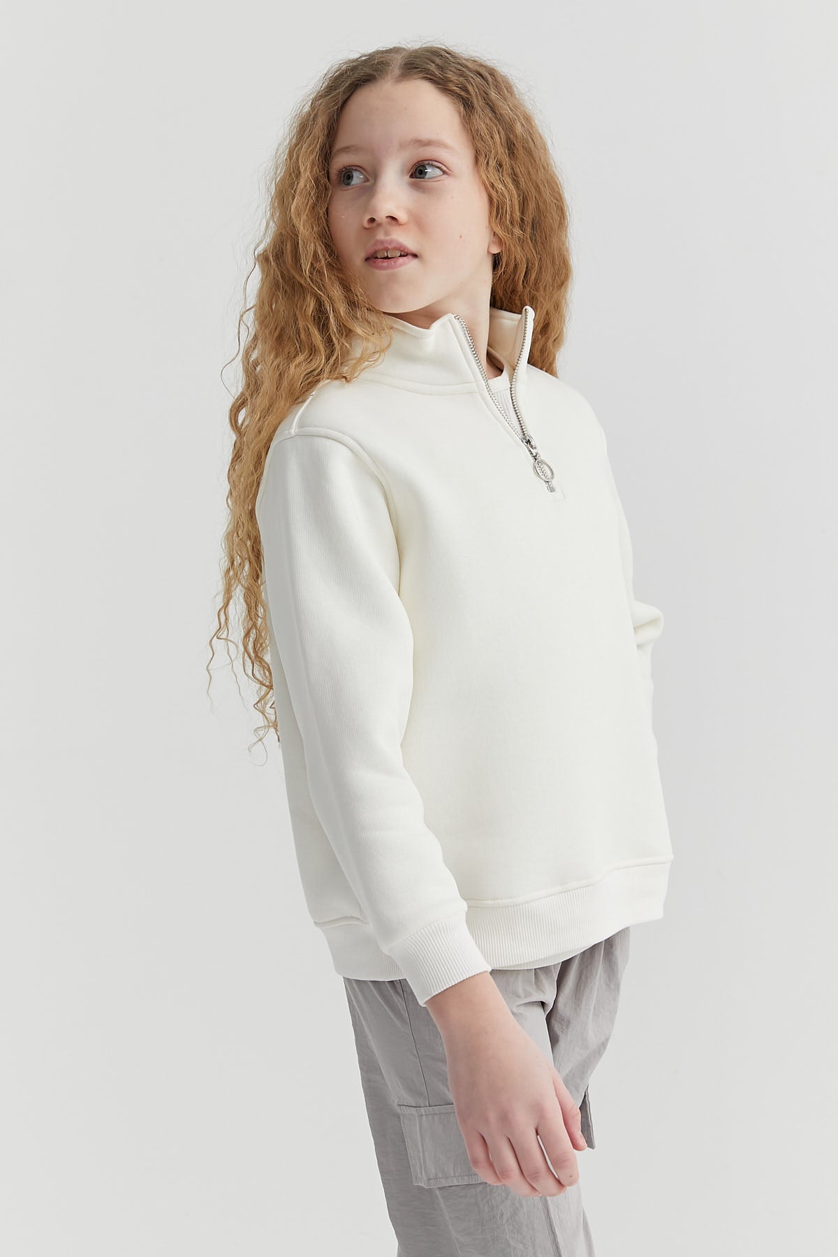Girl's Half Zipper Sweat Top