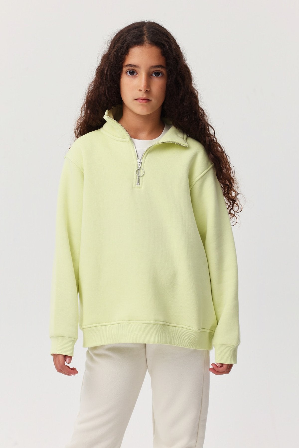 Girl's Half Zipper Sweat Top