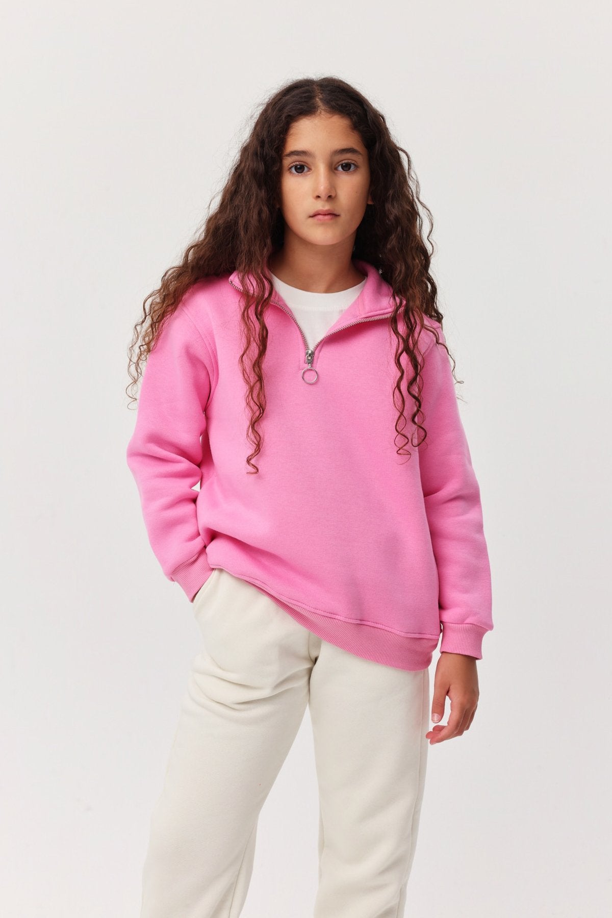 Girl's Half Zipper Sweat Top