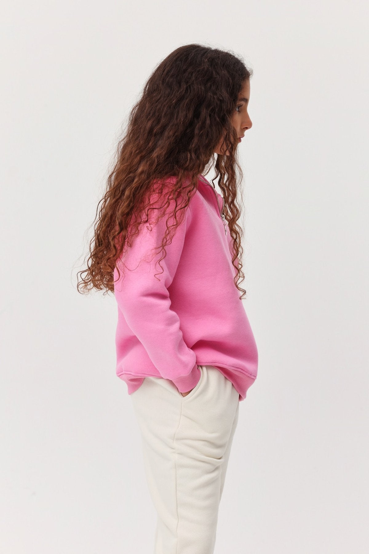 Girl's Half Zipper Sweat Top
