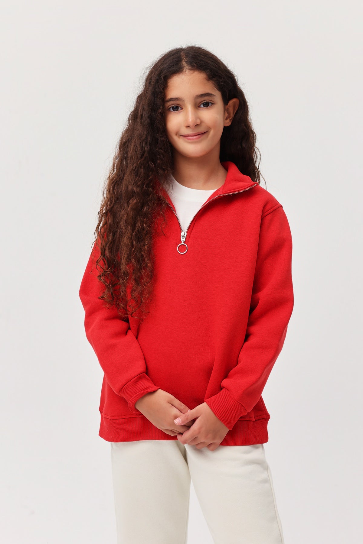 Girl's Half Zipper Sweat Top