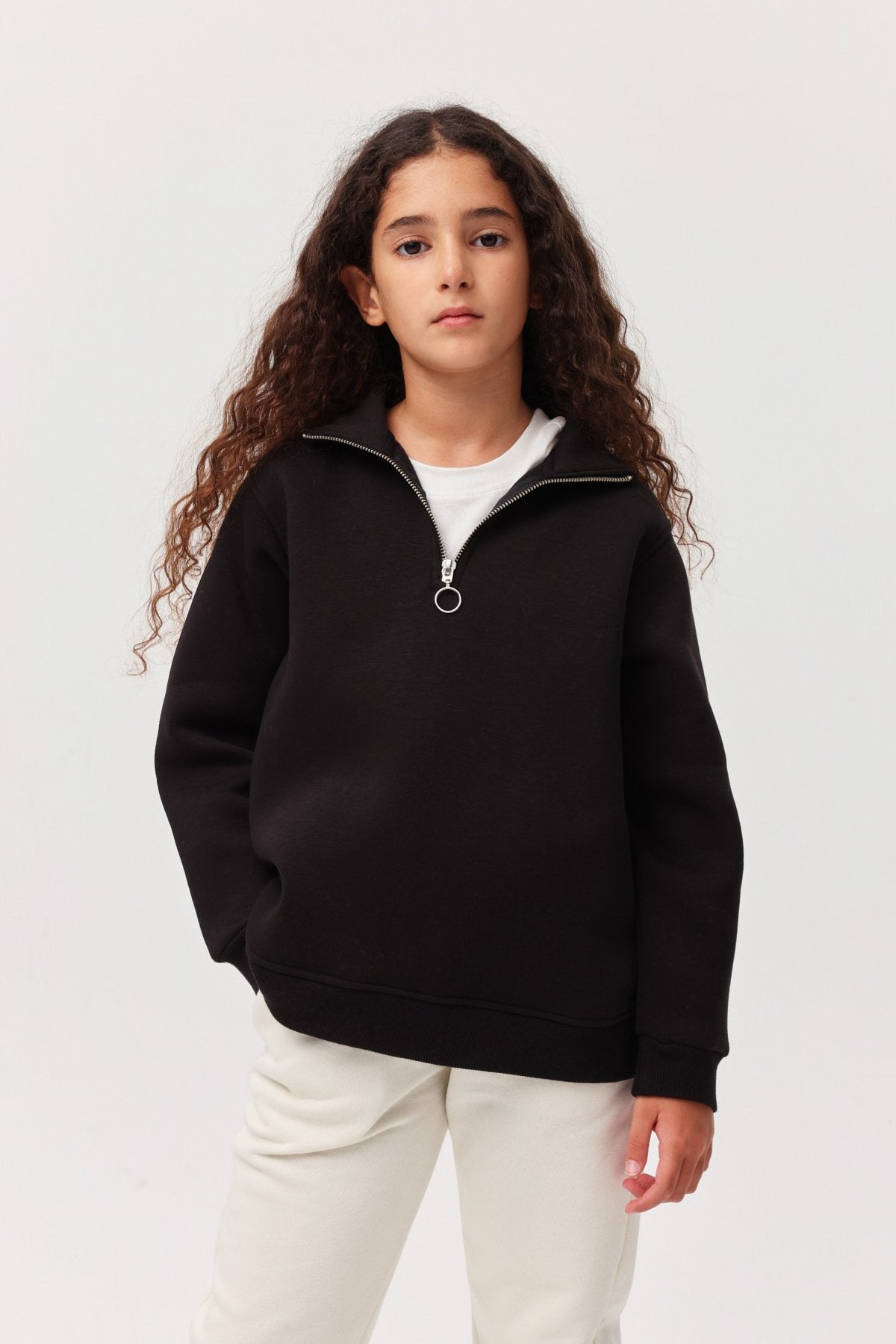 Girl's Half Zipper Sweat Top