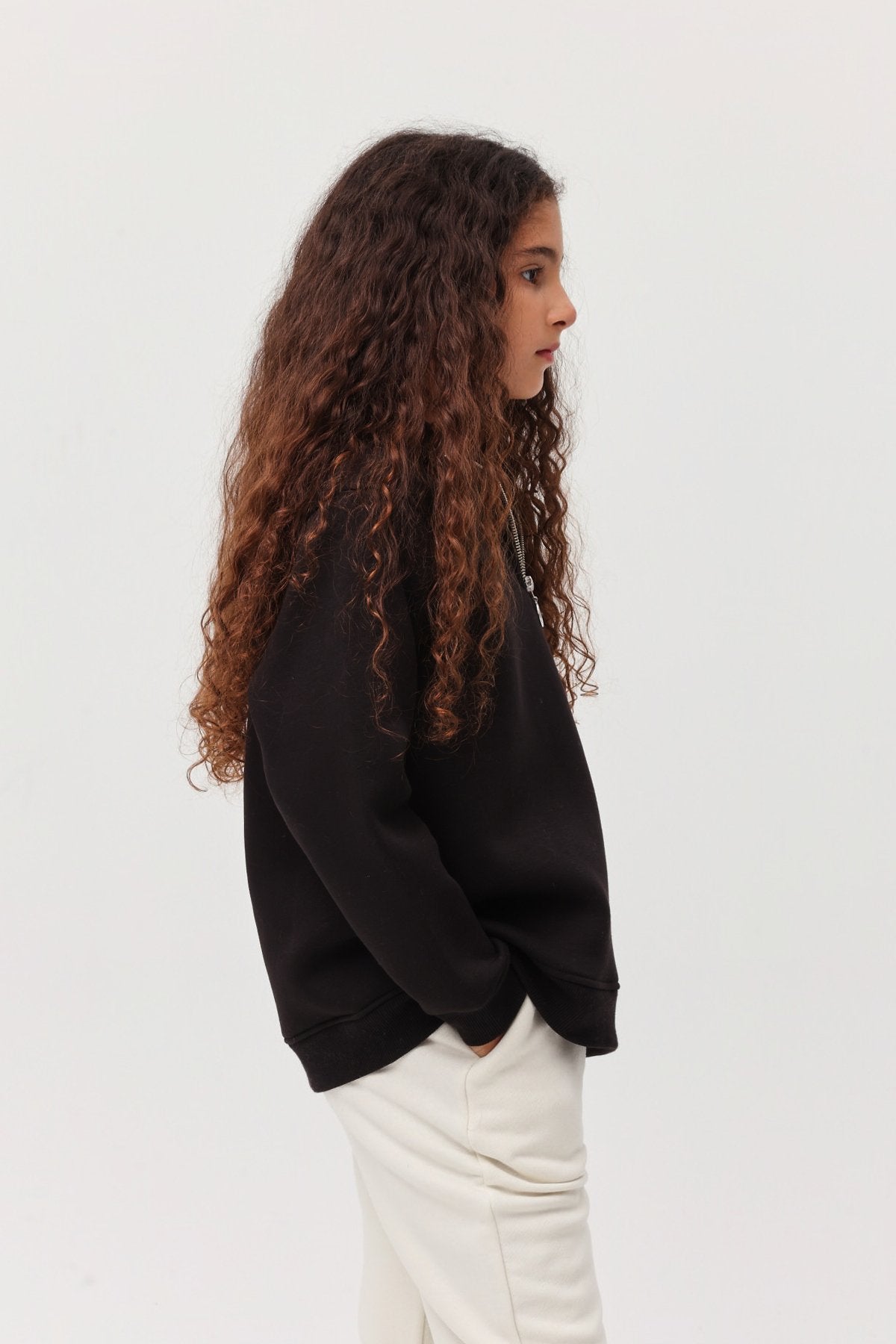 Girl's Half Zipper Sweat Top