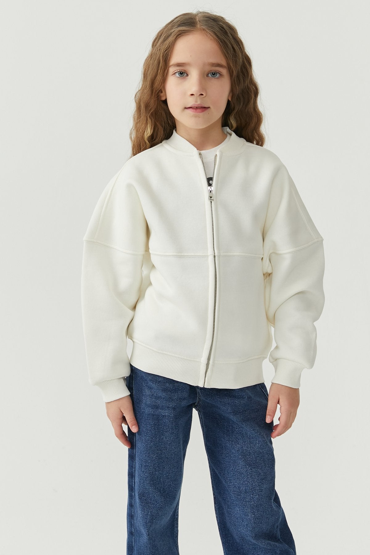 Girl's Sweat Top with Stitching Details