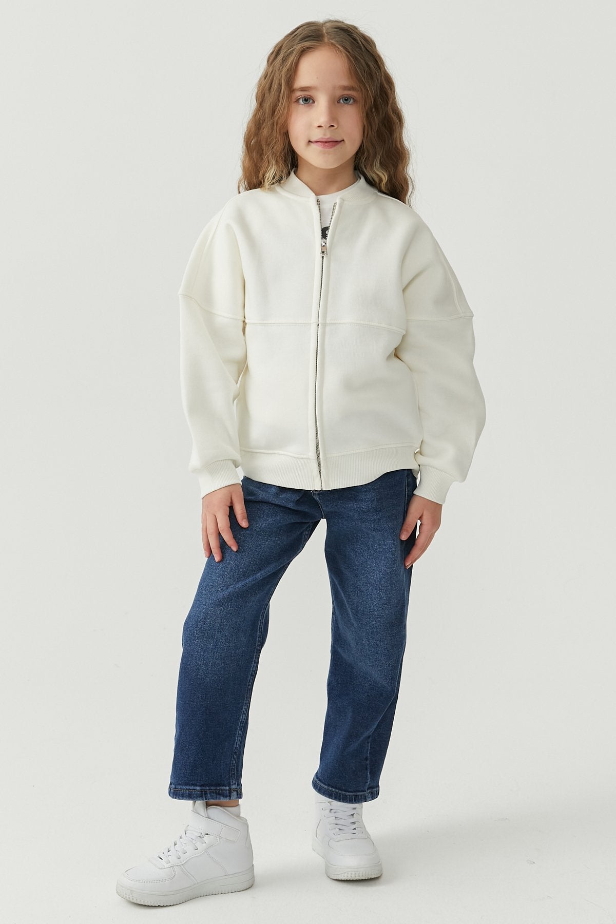 Girl's Sweat Top with Stitching Details