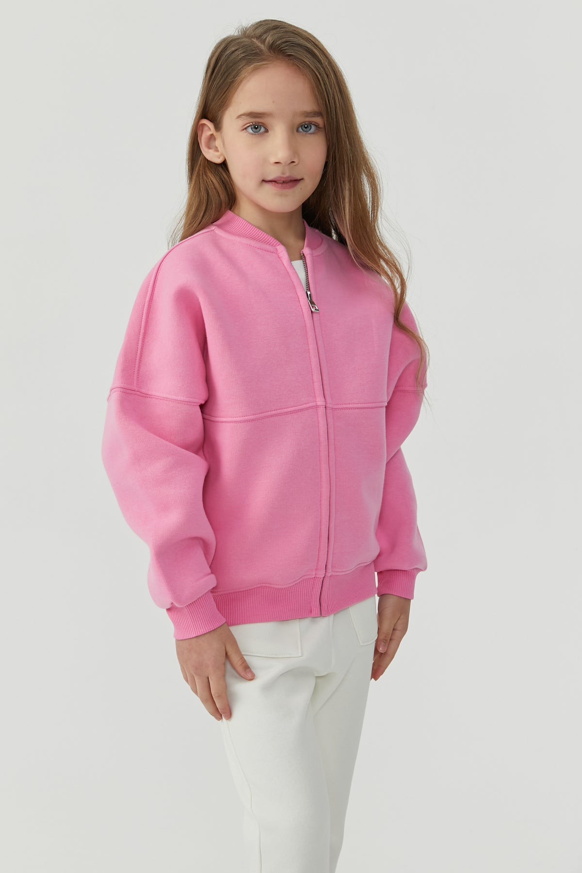 Girl's Sweat Top with Stitching Details