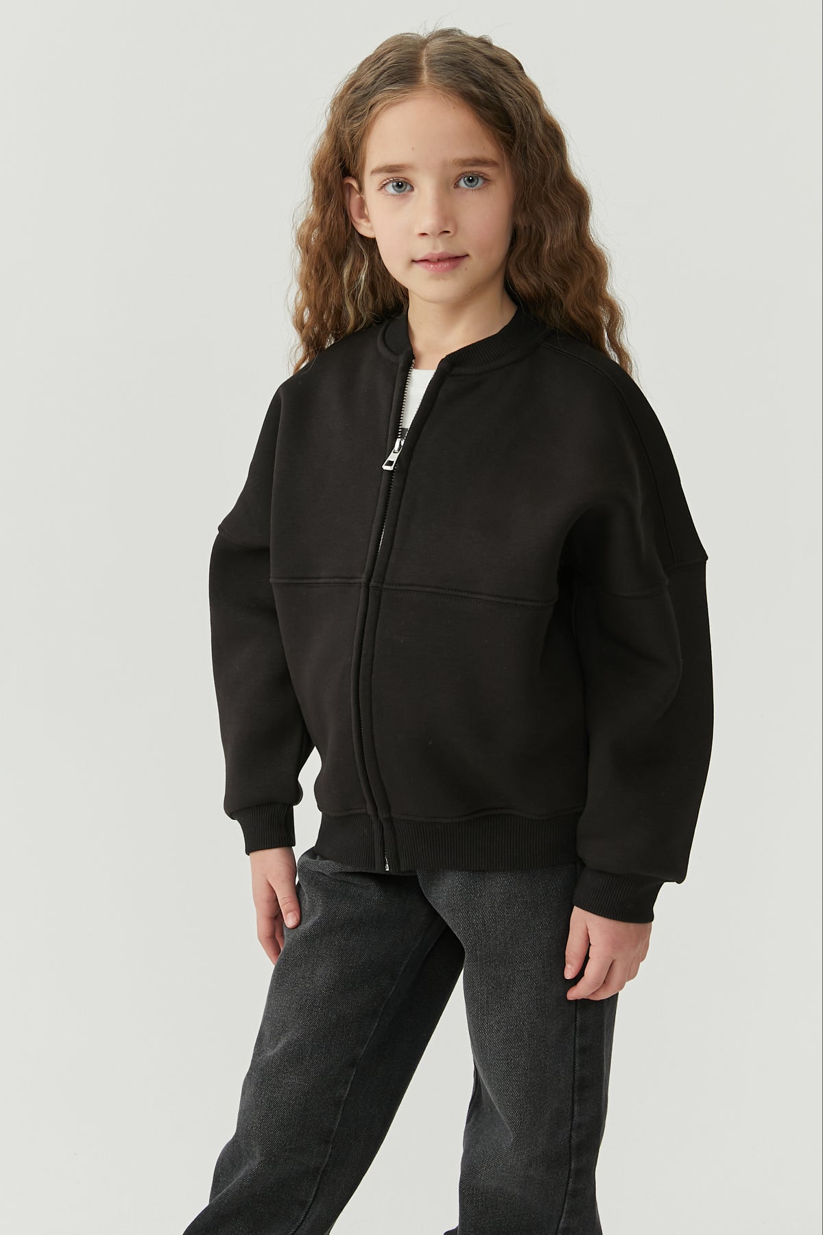 Girl's Sweat Top with Stitching Details