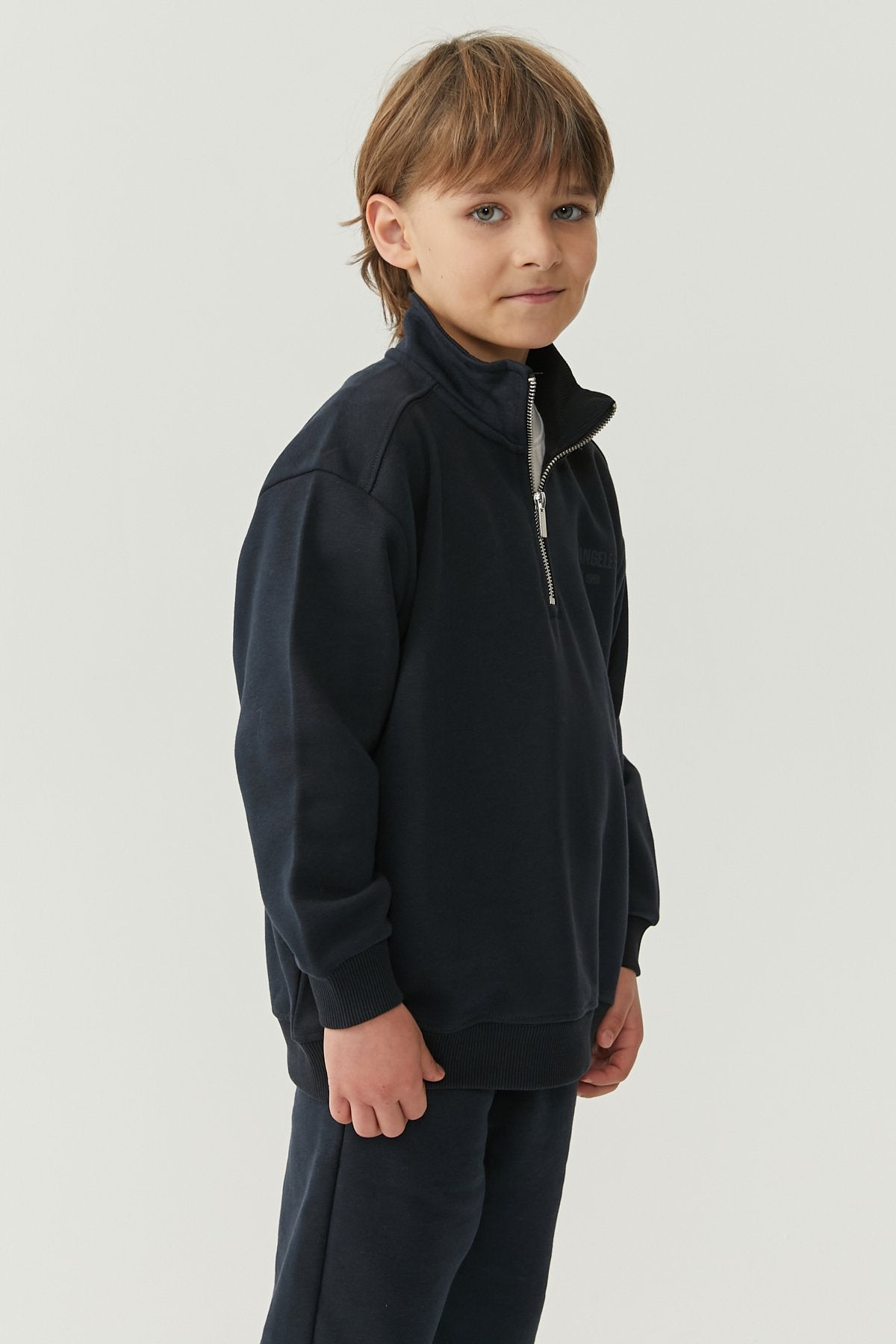 Boy's Collar Zippered Sweat Top