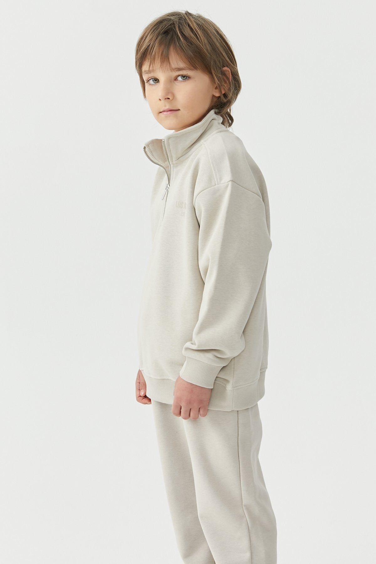 Boy's Collar Zippered Sweat Top