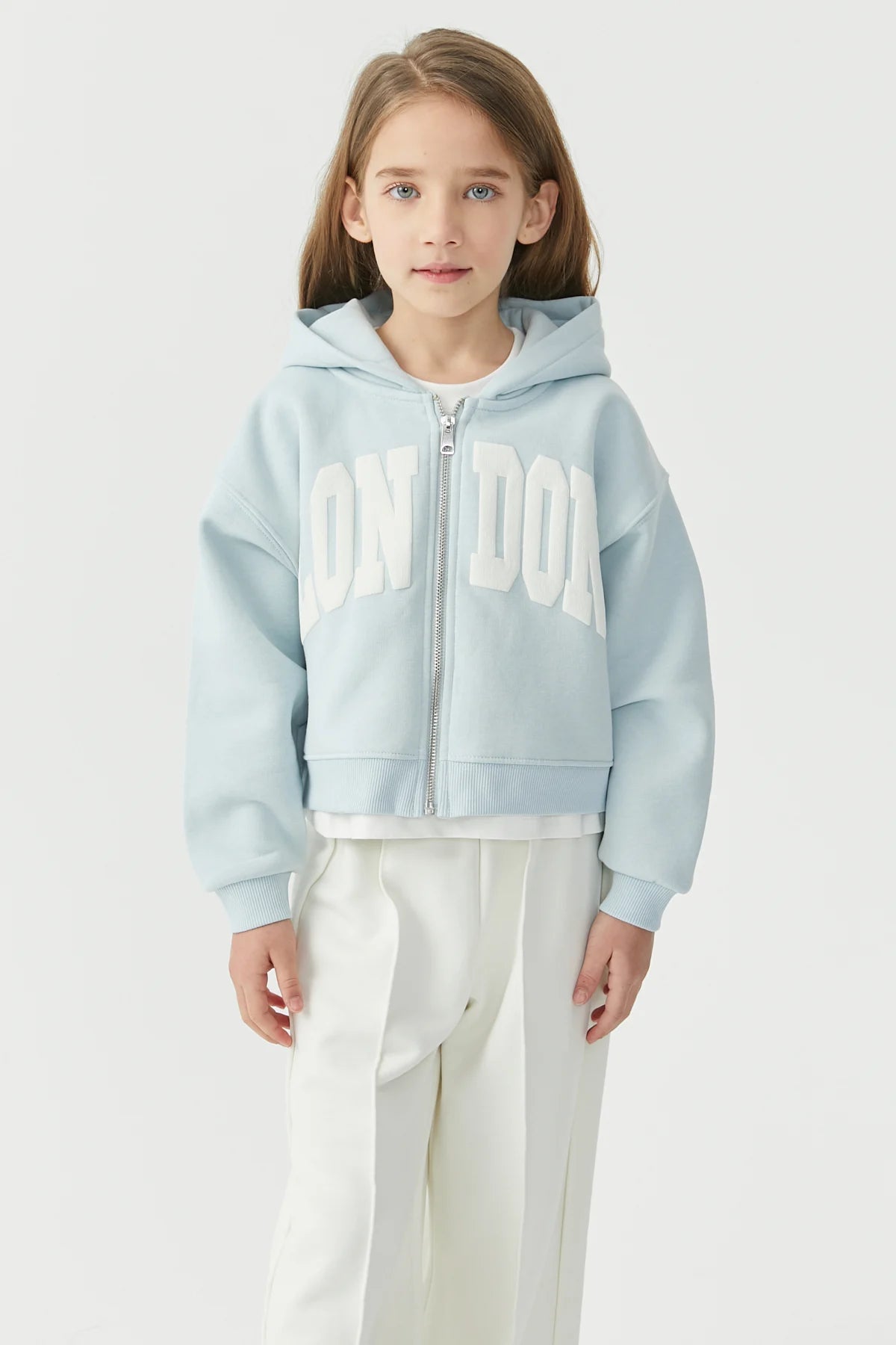 Kız Çocuk Baskılı Kapüşonlu Sweat Üst