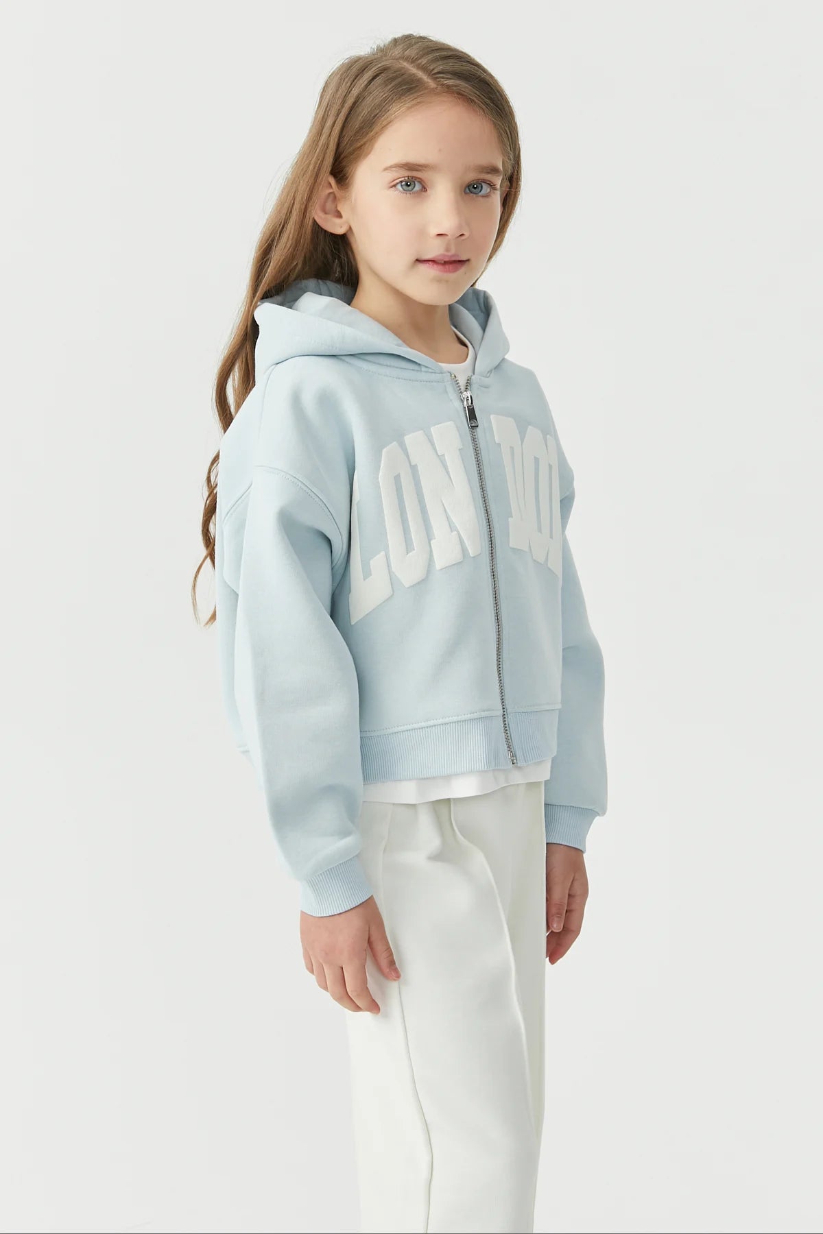 Kız Çocuk Baskılı Kapüşonlu Sweat Üst