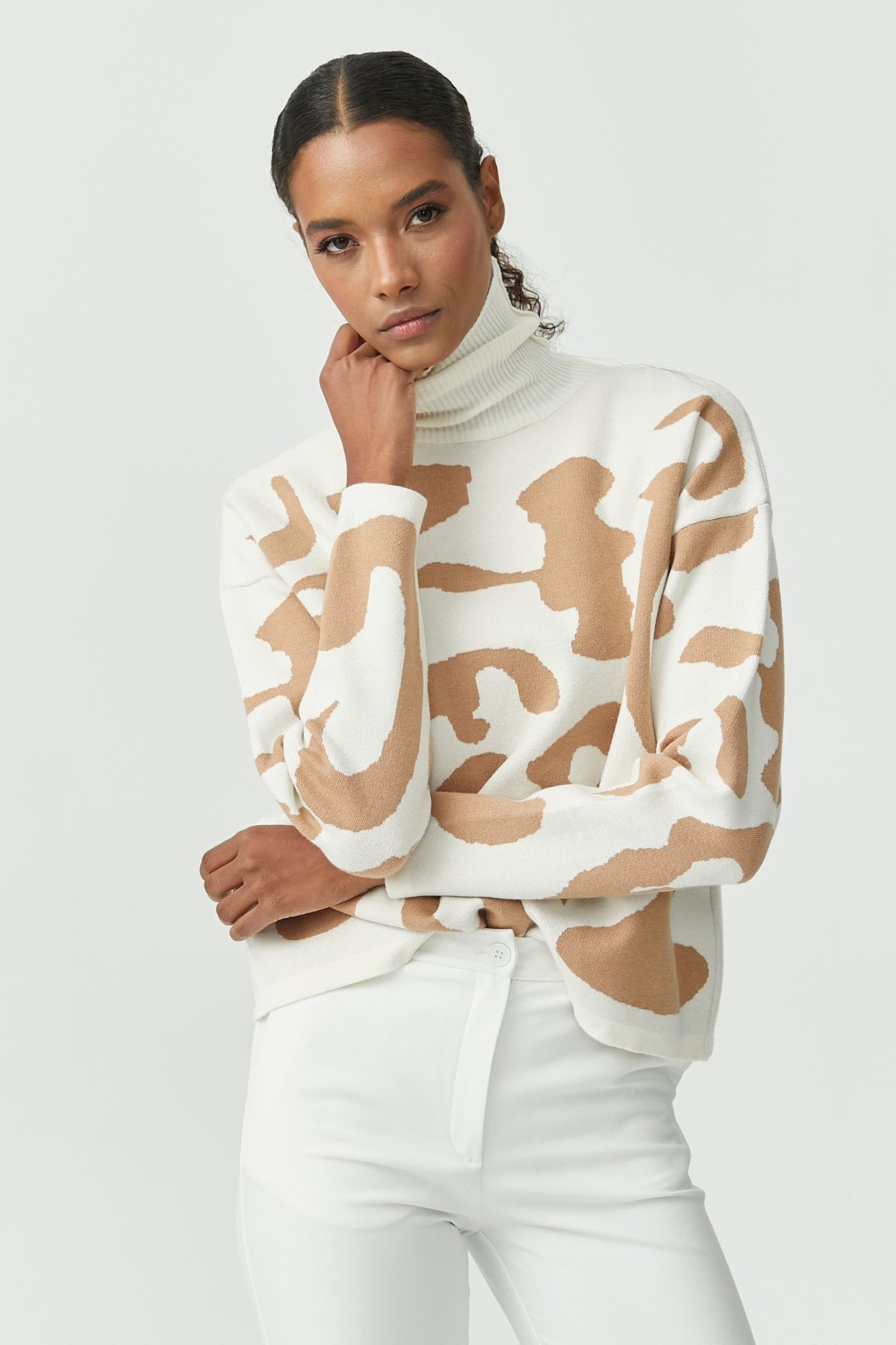 Women's Turtleneck Patterned Knitwear Sweater