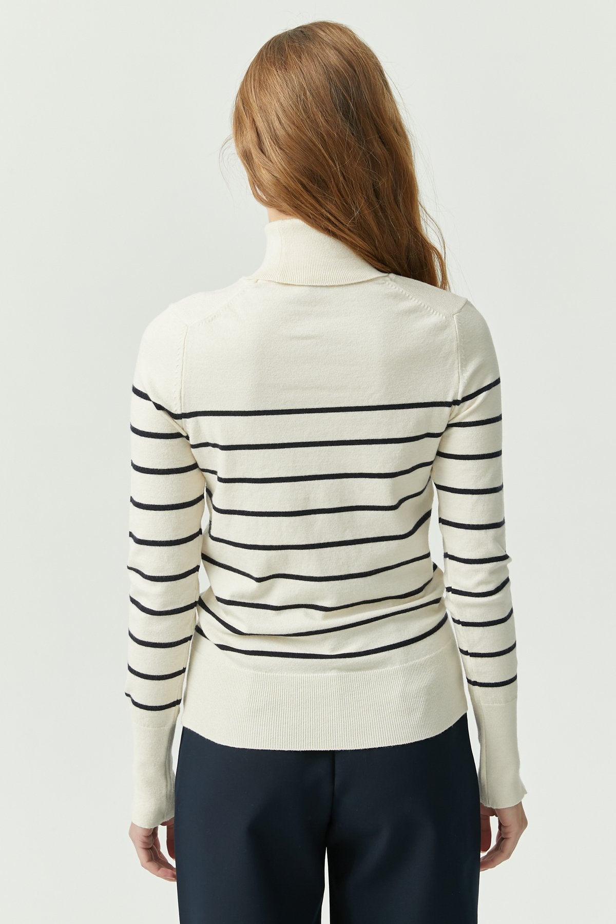 Women's Turtleneck Striped Knit Sweater