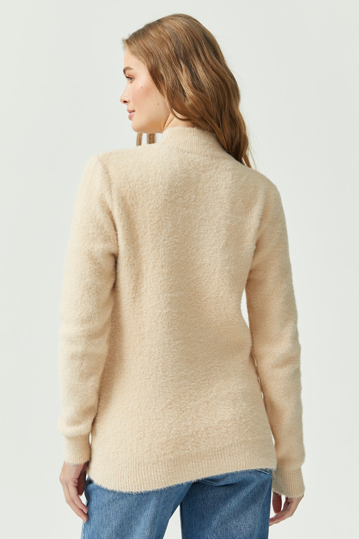 Women's Half Turtleneck Soft Textured Knitwear Sweater