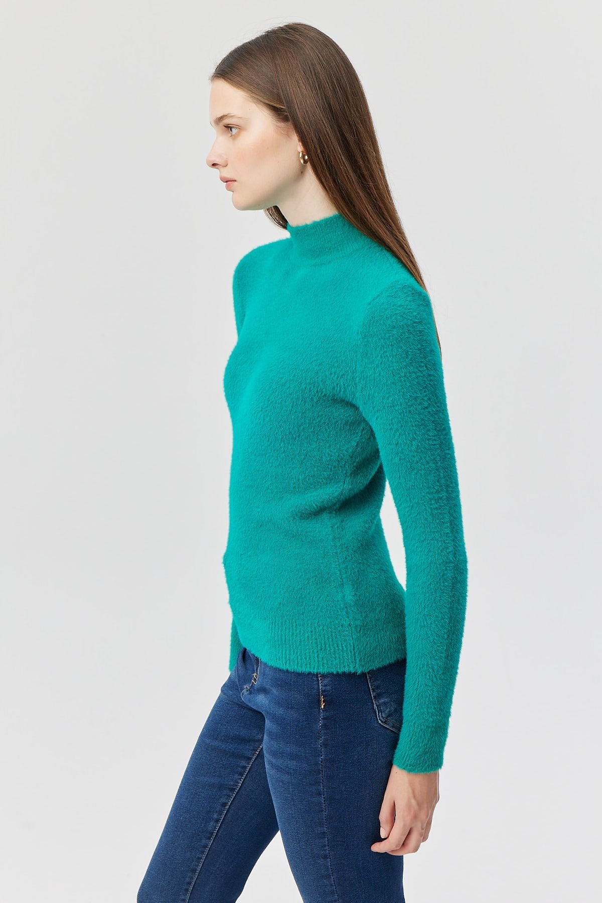 Women's Half Turtleneck Soft Textured Knitwear Sweater