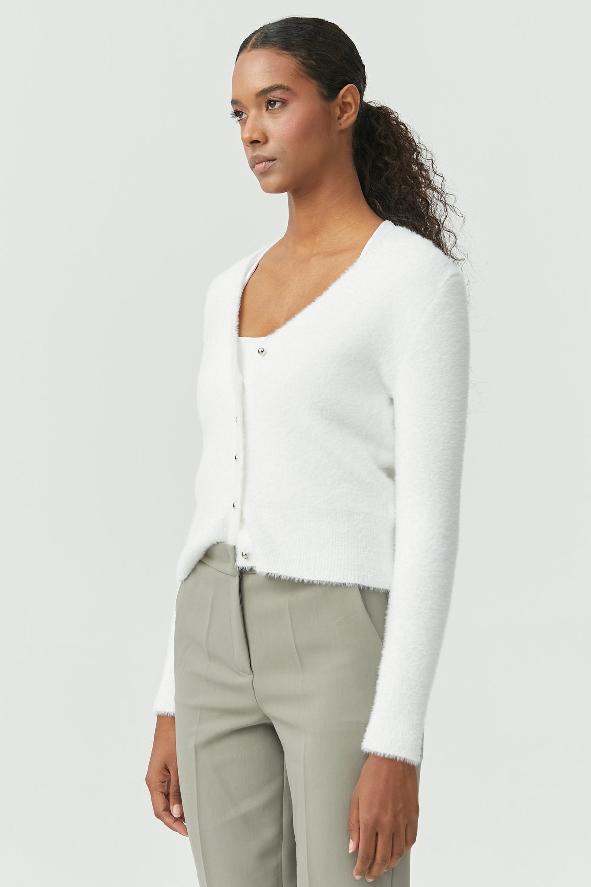 Soft Textured Knitted Cardigan with Buttons
