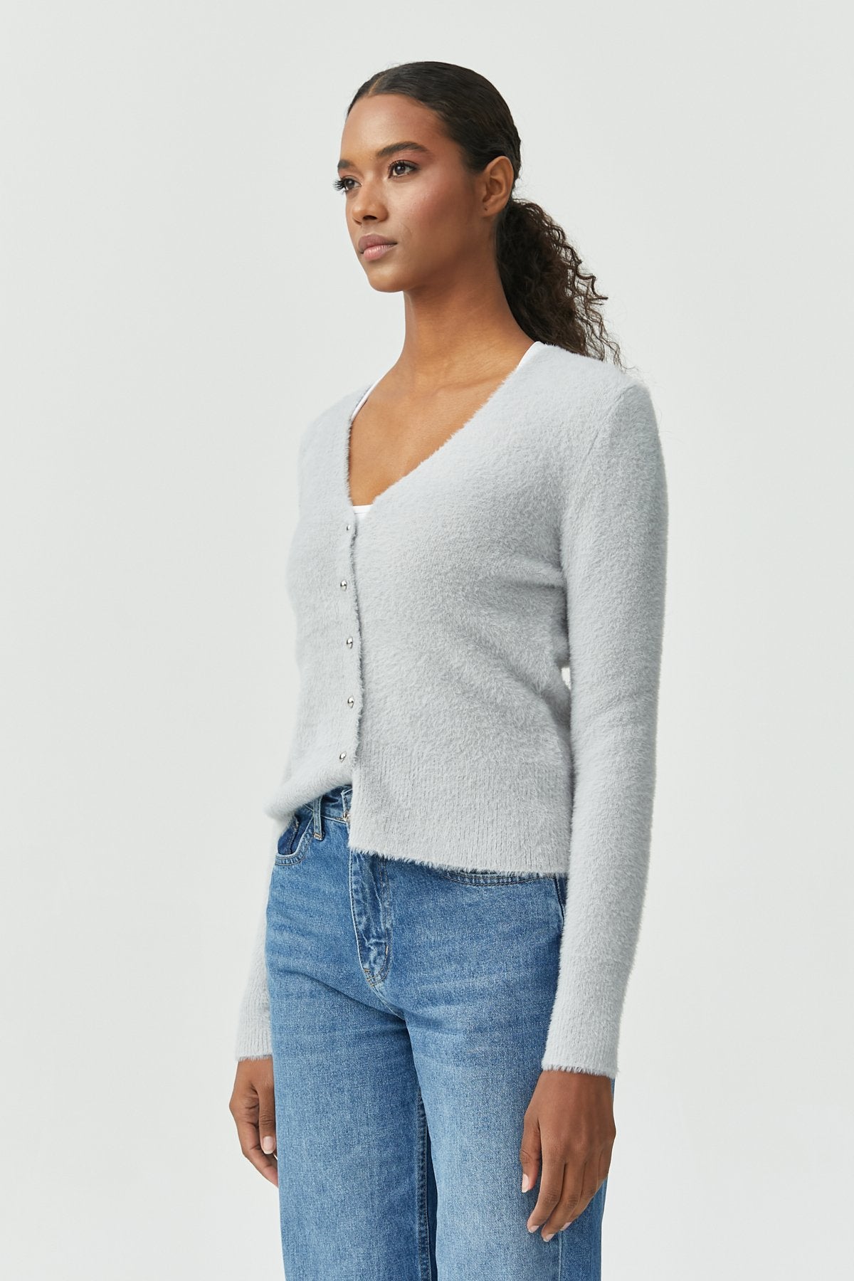 Soft Textured Knitted Cardigan with Buttons
