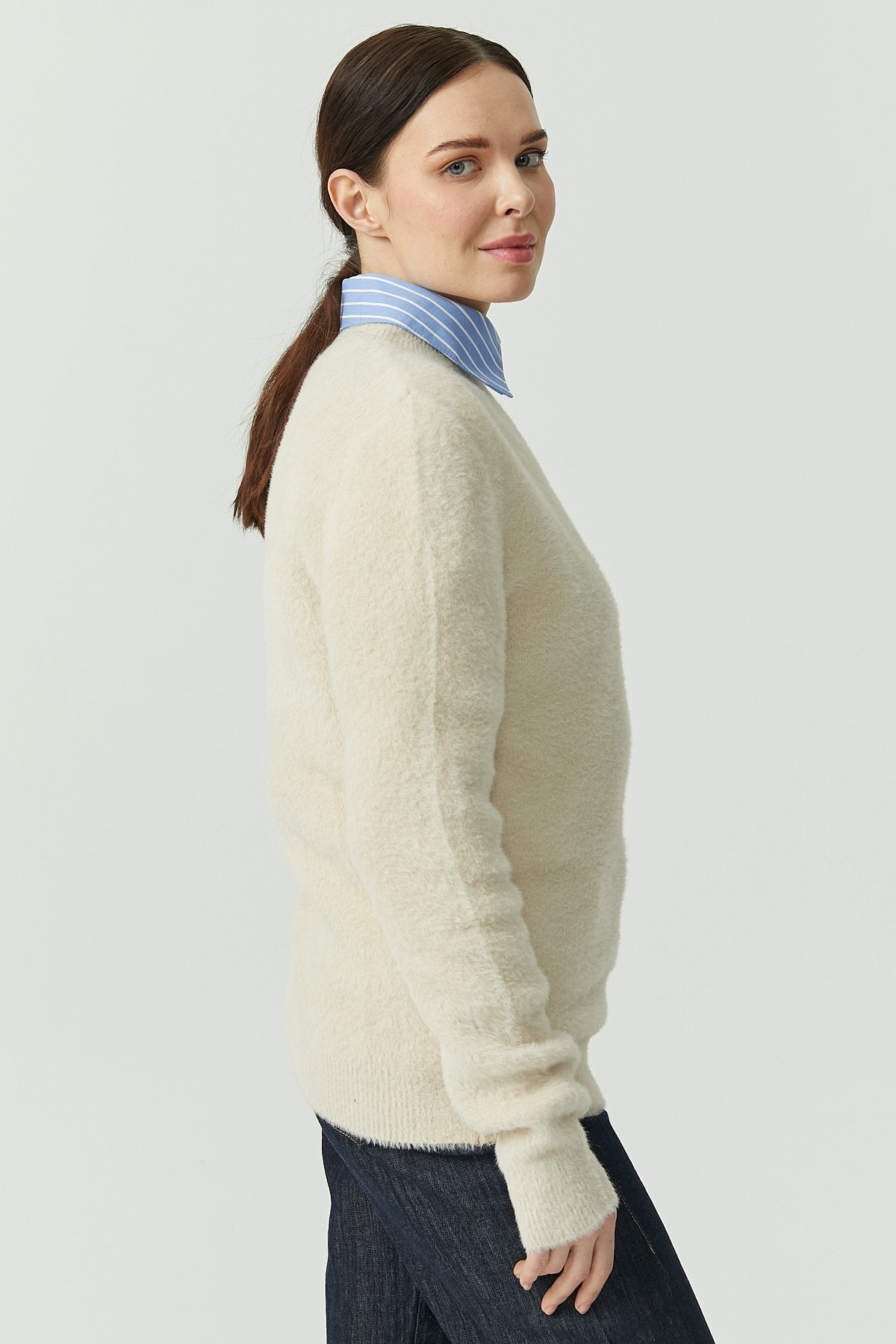 Women's Half Turtleneck Soft Textured Knitwear Sweater