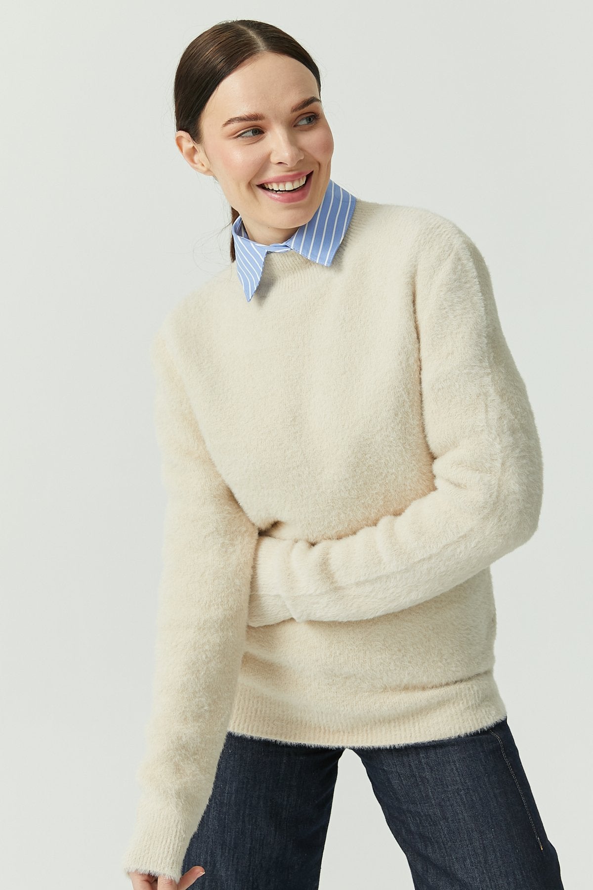 Women's Half Turtleneck Soft Textured Knitwear Sweater