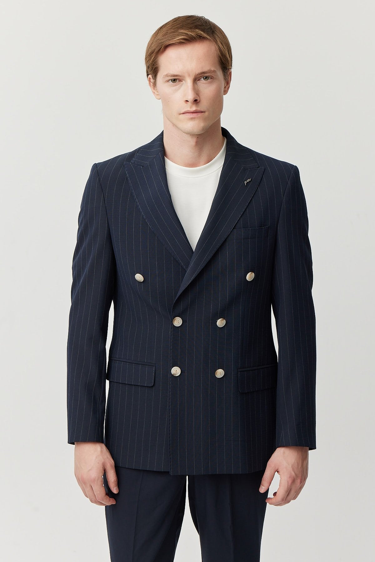 Men's Pointed Collar Double Breasted Jacket