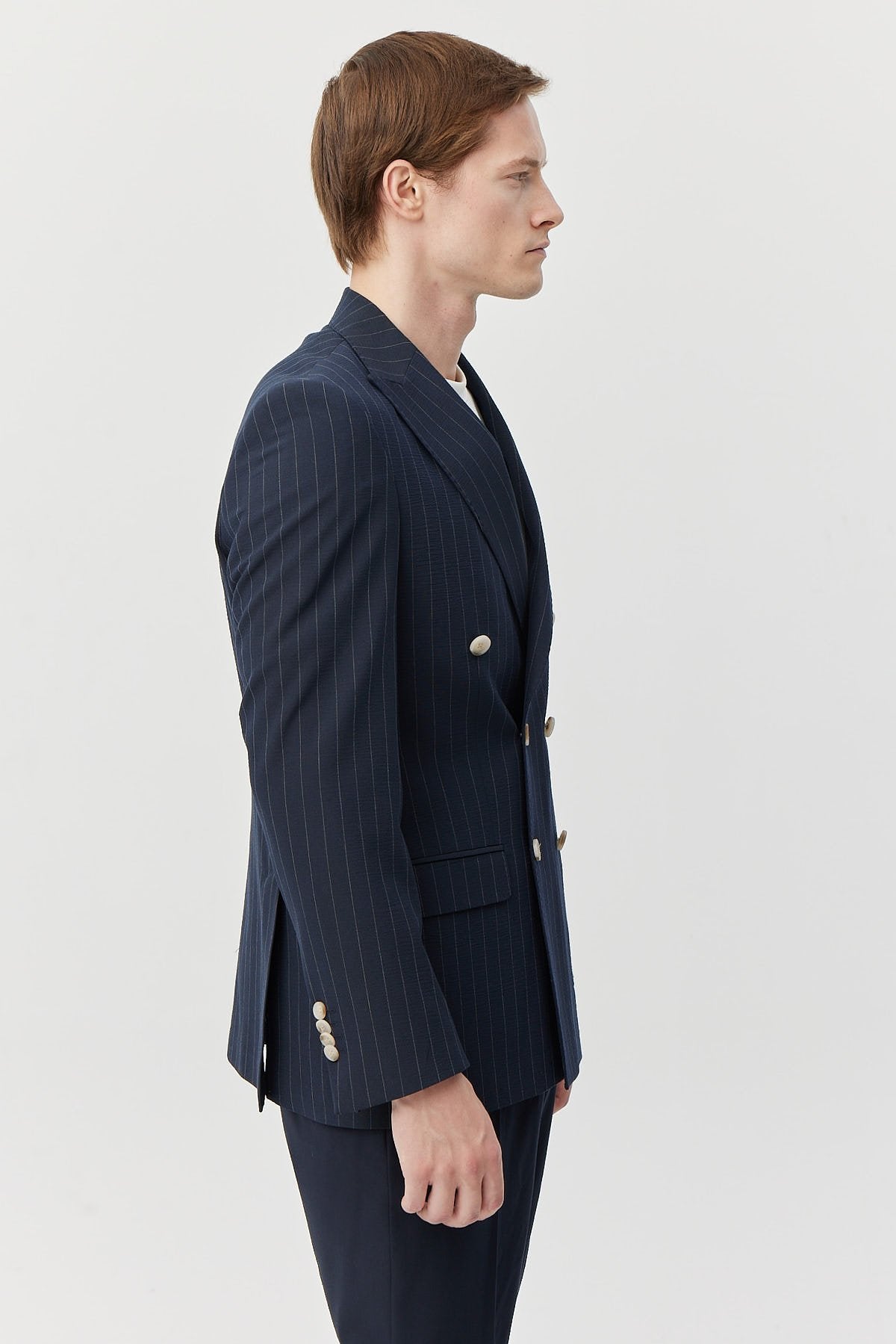 Men's Pointed Collar Double Breasted Jacket