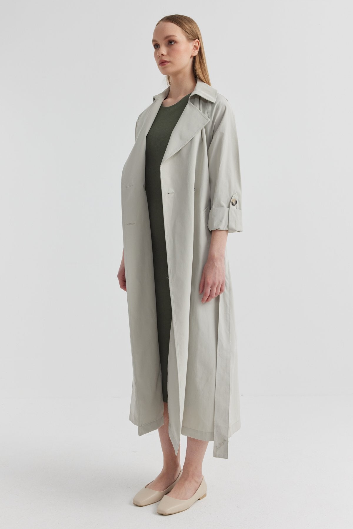 Women's Swallow Collar Belted Trench Coat