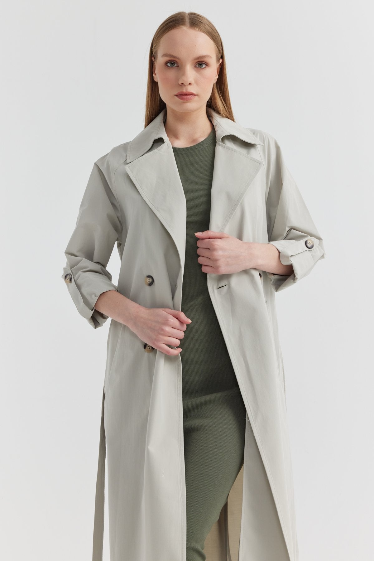 Women's Swallow Collar Belted Trench Coat