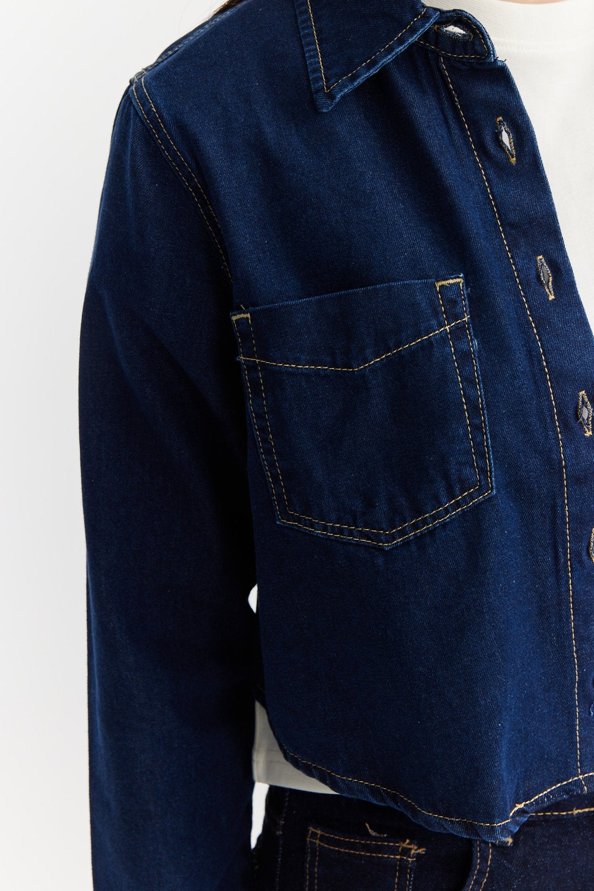 Women's Short Denim Shirt with Pocket