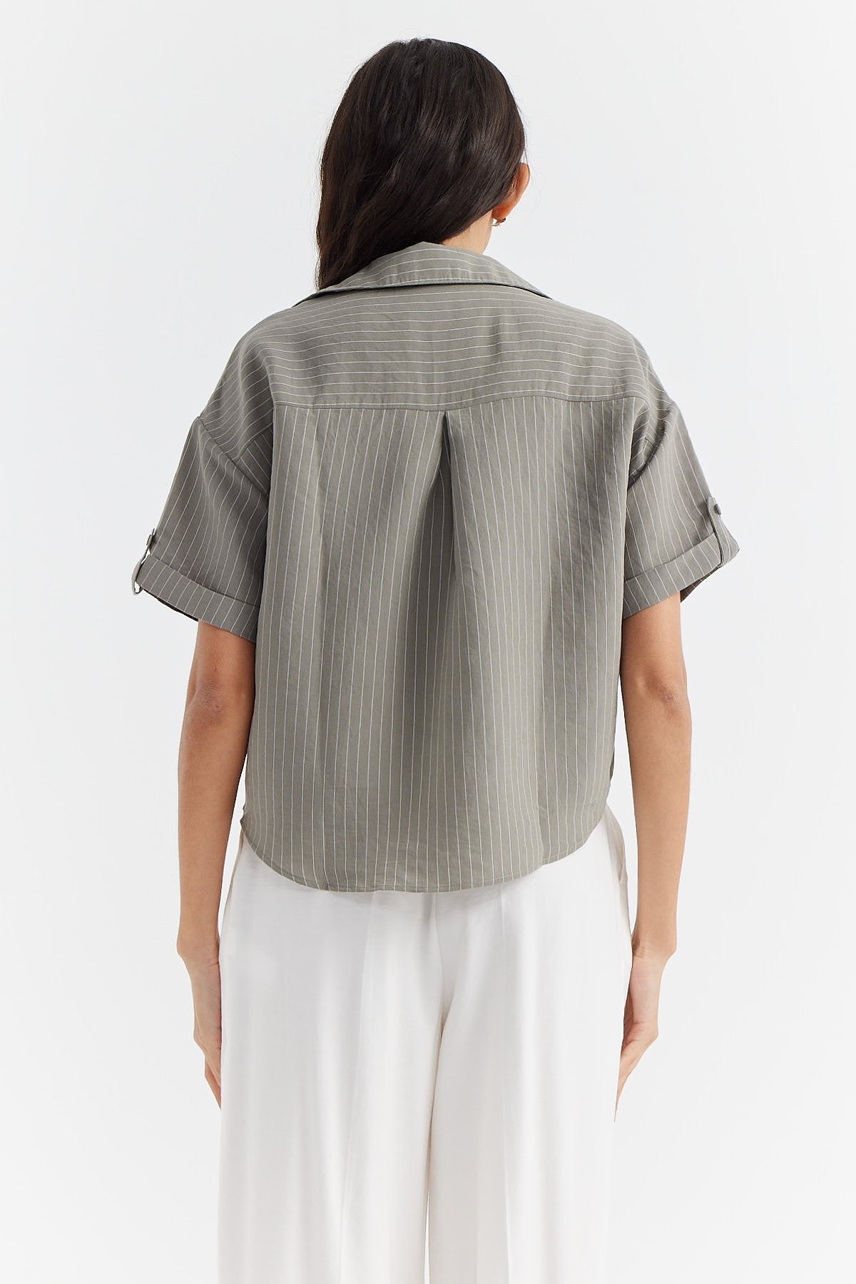 Women's Striped Shirt with Pocket Detail
