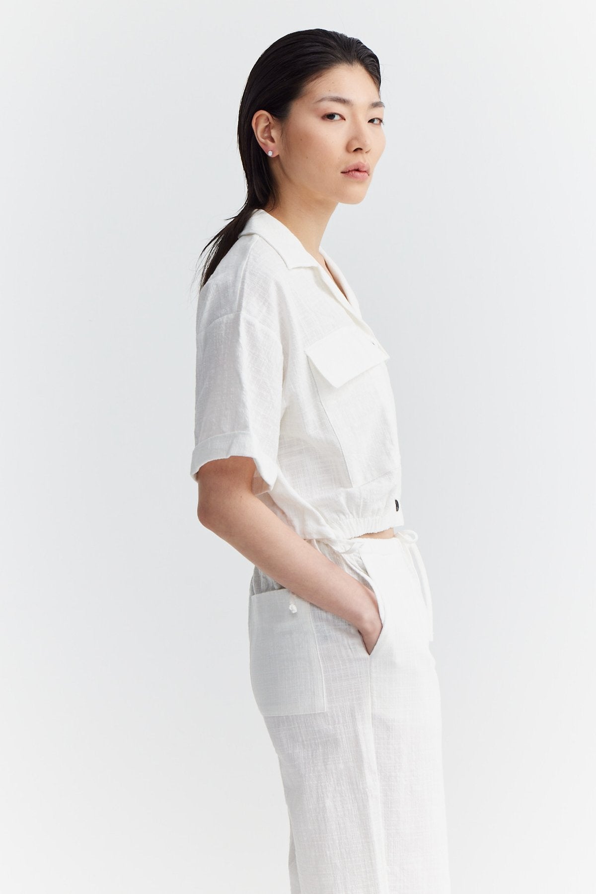 Women's Textured Shirt with Flap Pocket