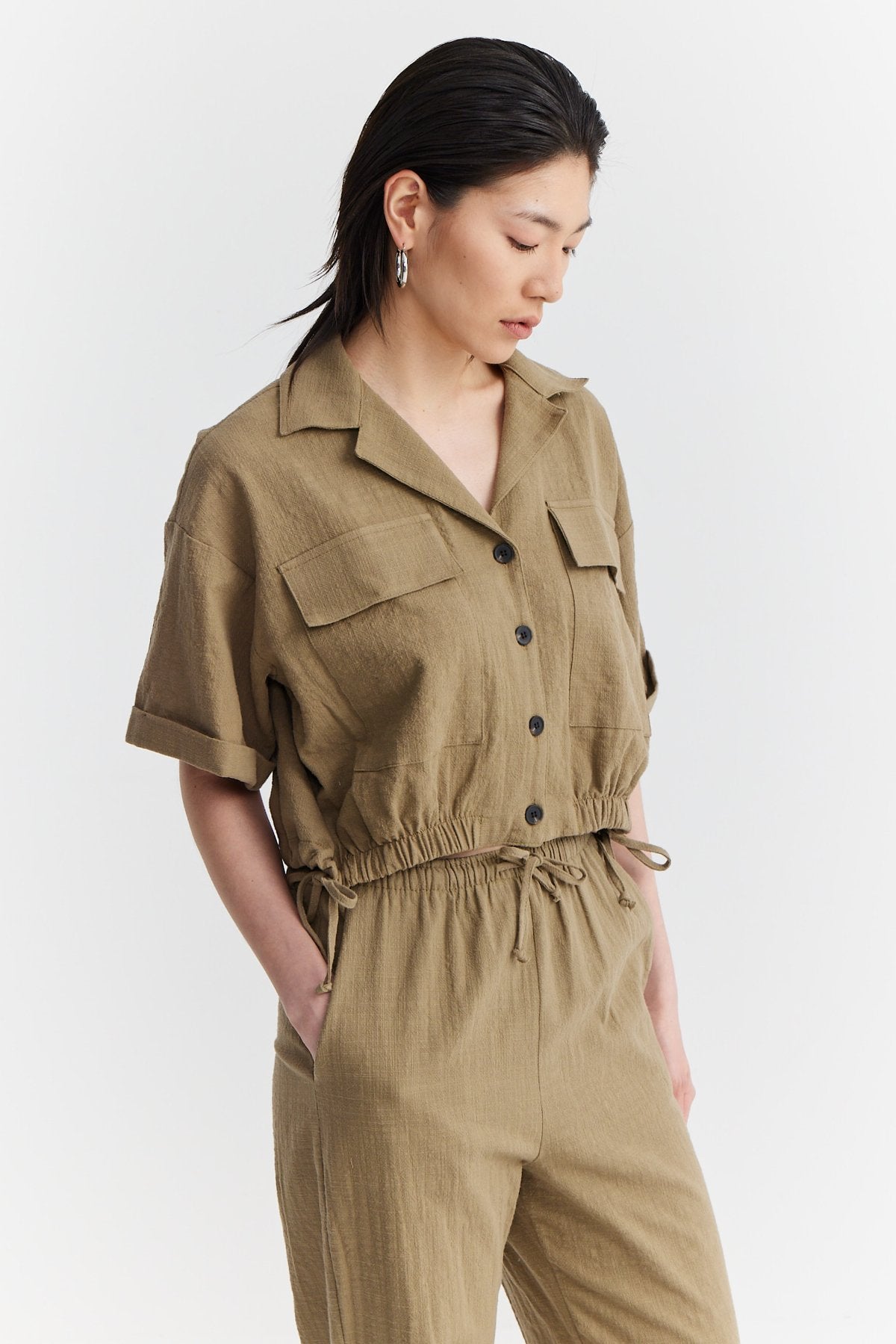 Women's Textured Shirt with Flap Pocket