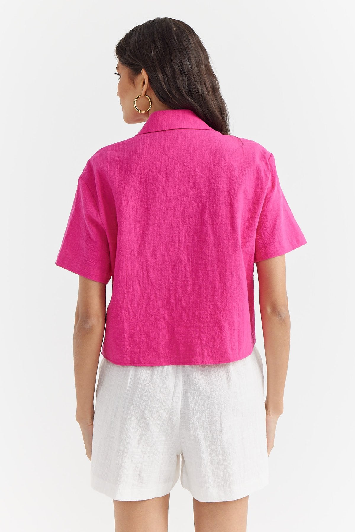 Women's Textured Shirt with Pocket Detail