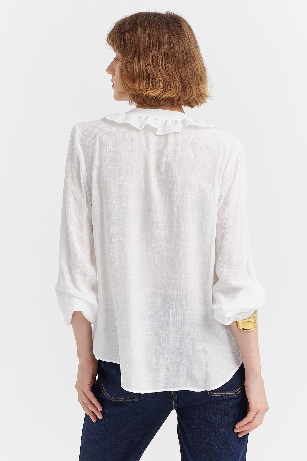 Women's Ruffle Detailed Collar Shirt