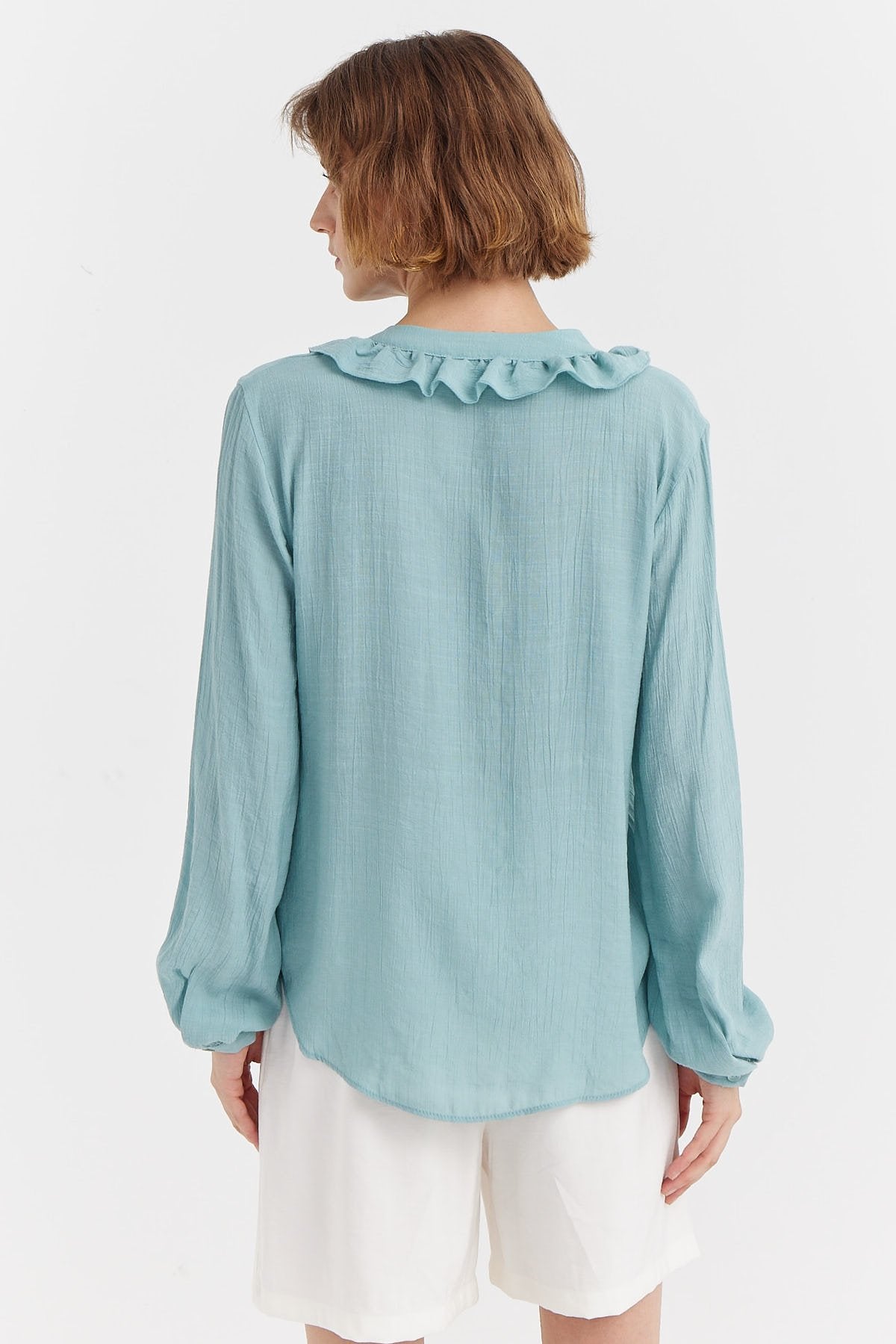 Women's Ruffle Detailed Collar Shirt