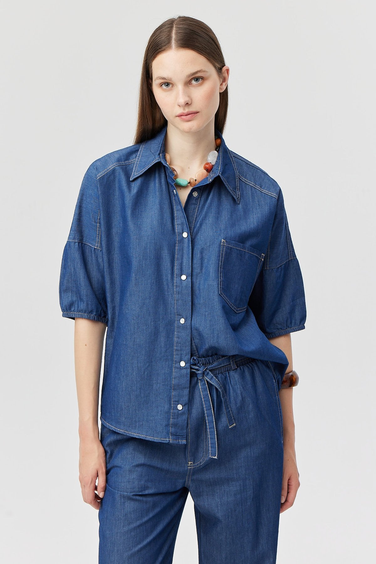 Women's Oversized Denim Shirt with Pockets