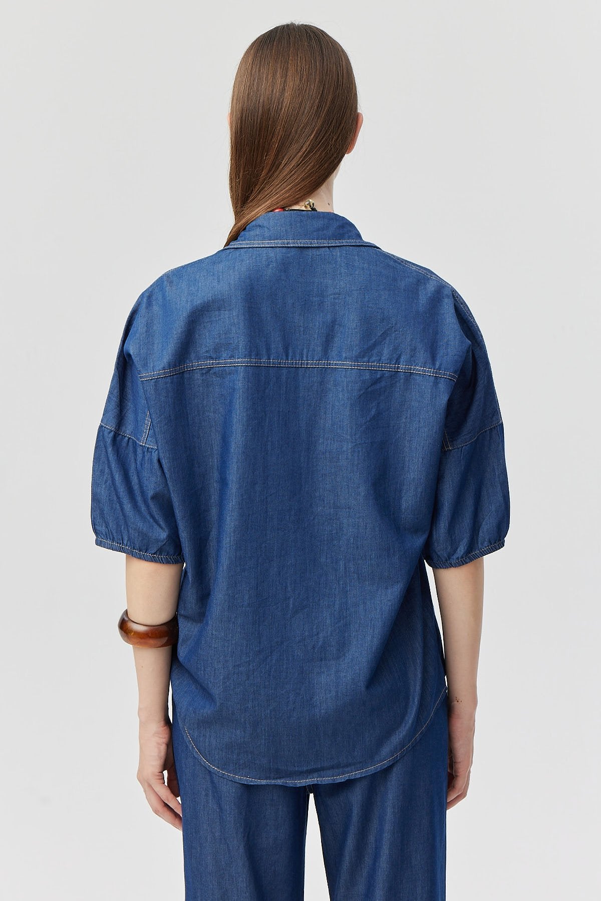 Women's Oversized Denim Shirt with Pockets