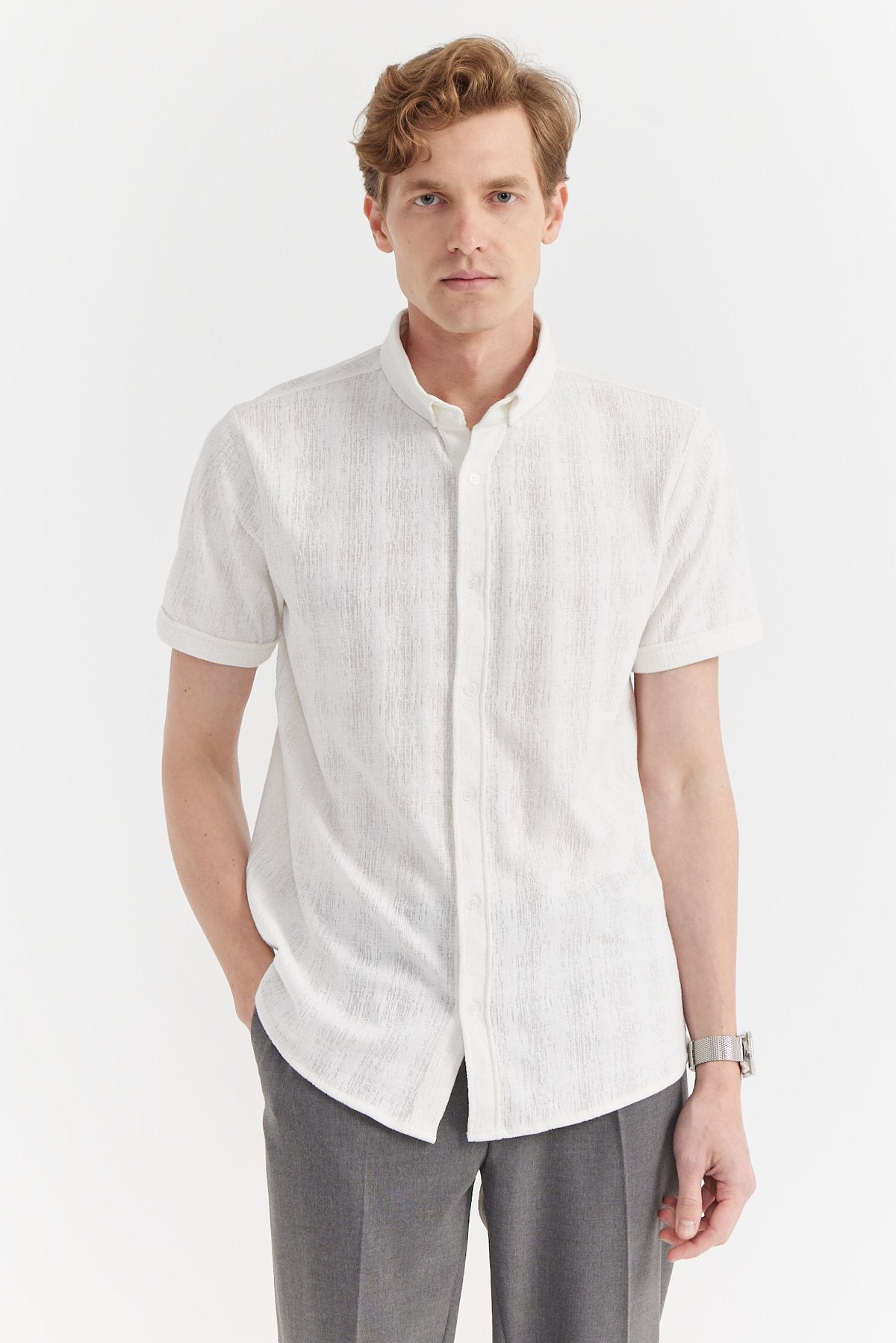 Men's Short Sleeve Textured Shirt