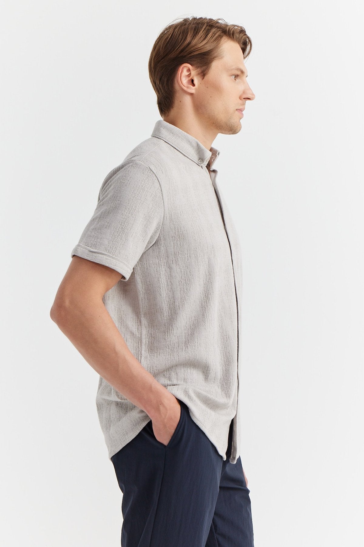 Men's Short Sleeve Textured Shirt