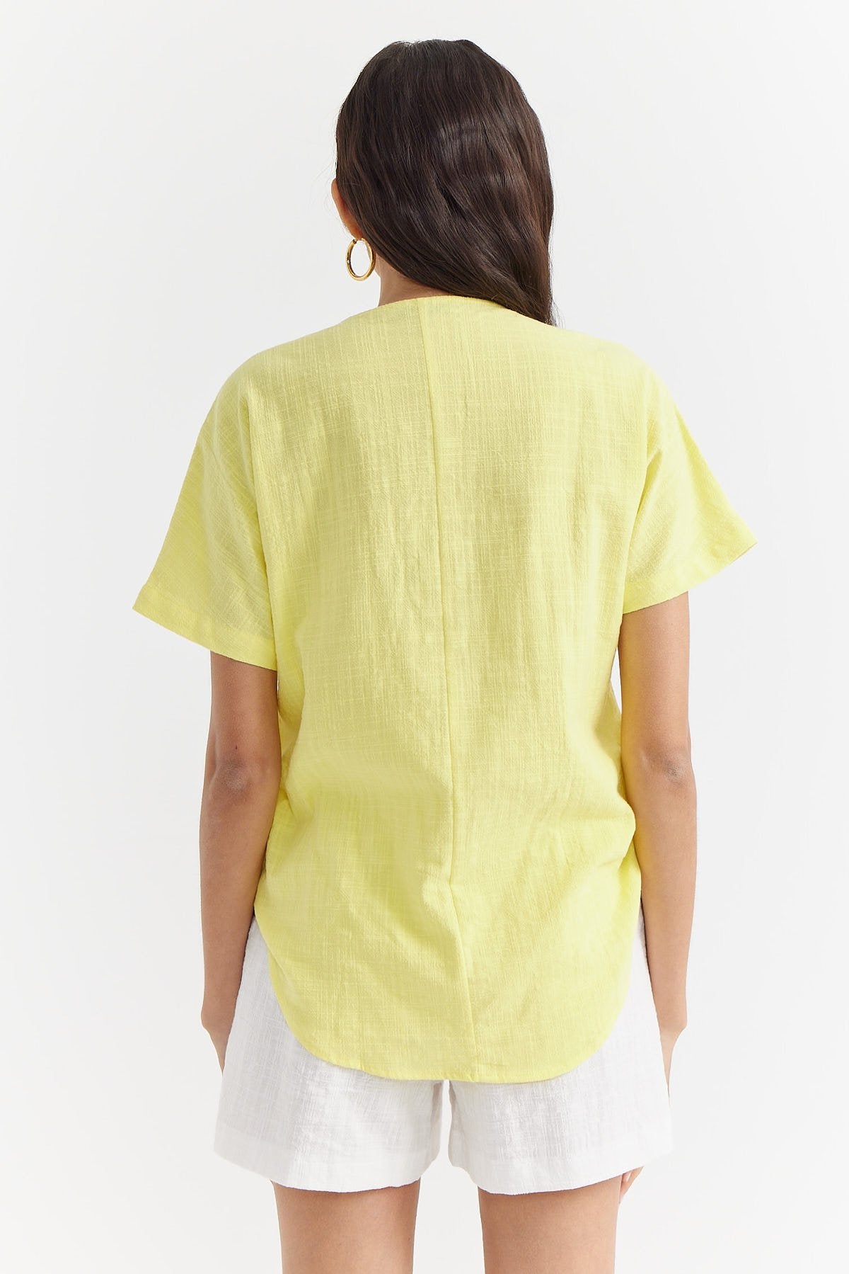 Women's V-Neck Cotton Blouse