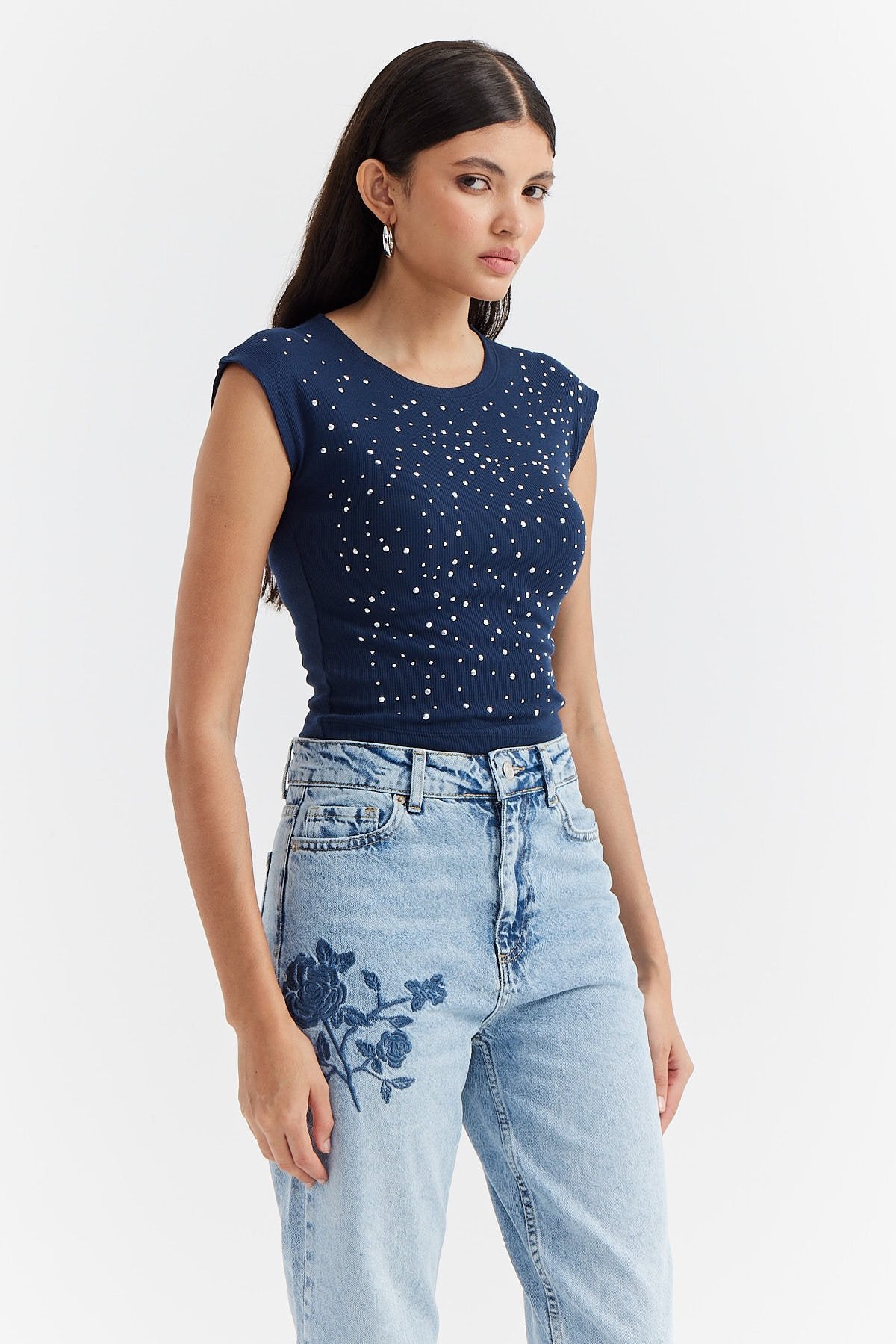 Women's Shiny Stone Printed Blouse