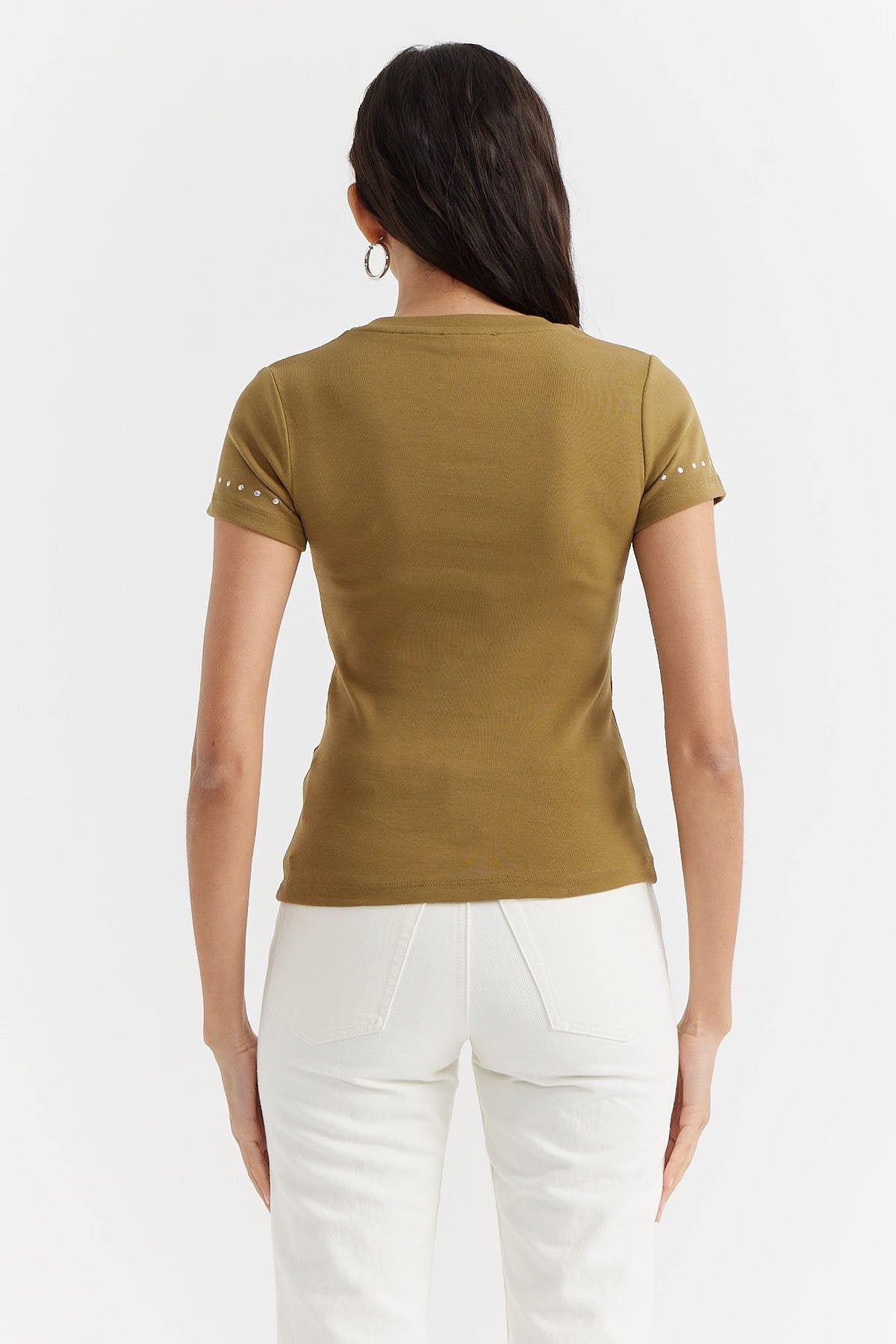 Women's Collar and Sleeve Stone Printed Blouse