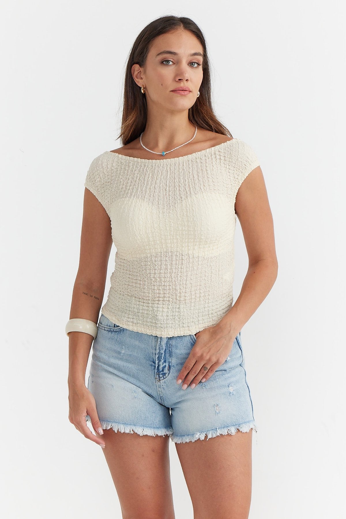 Women's Sleeveless Textured Blouse