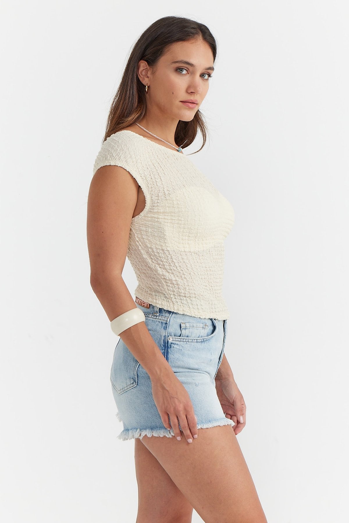Women's Sleeveless Textured Blouse