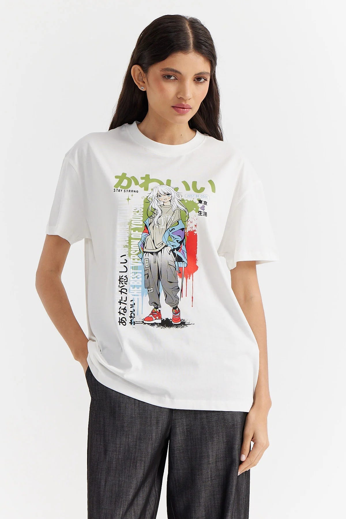 Kadın Baskılı Basic T-shirt