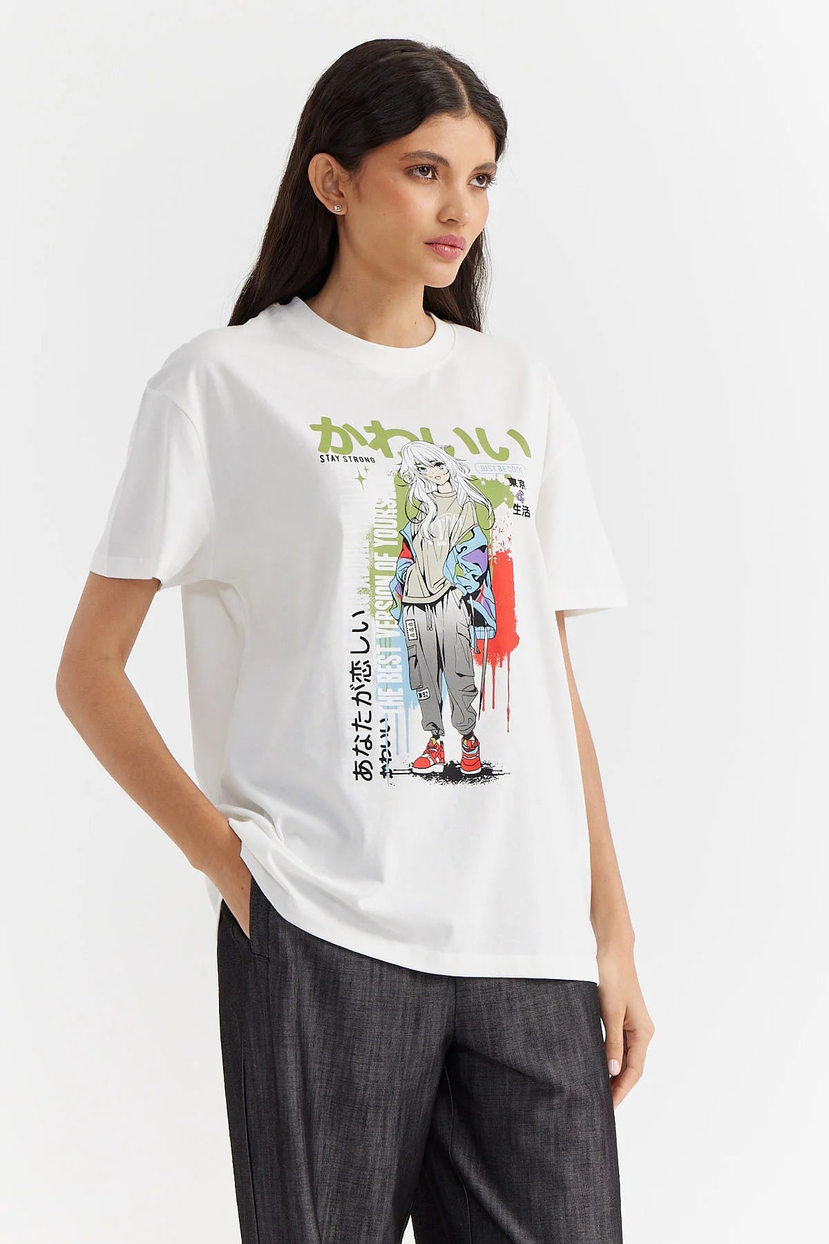 Kadın Baskılı Basic T-shirt