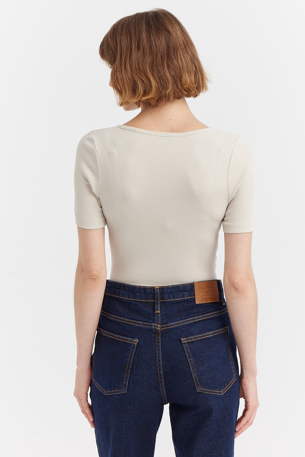 Women's Square Neck Ribbed Blouse
