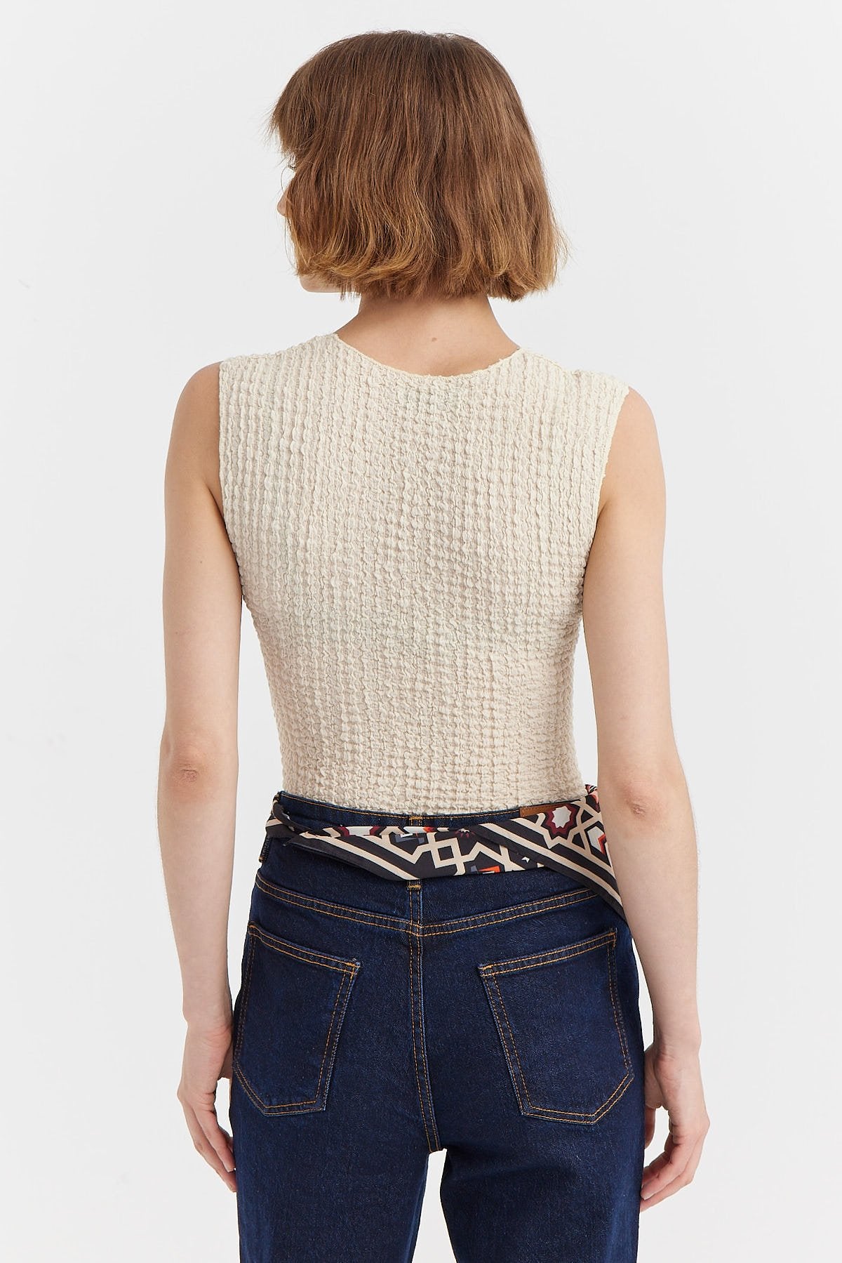 Women's Deep Neck Textured Blouse