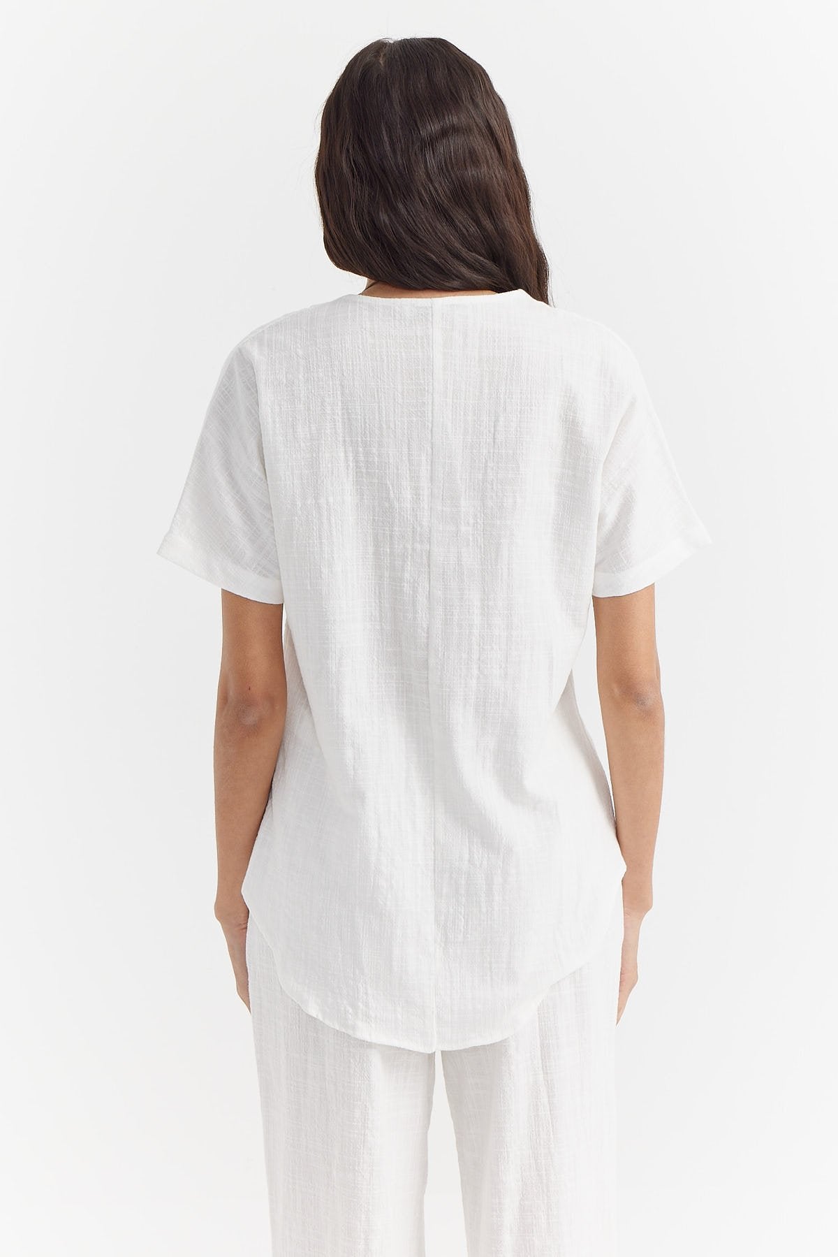 Women's V-Neck Cotton Blouse