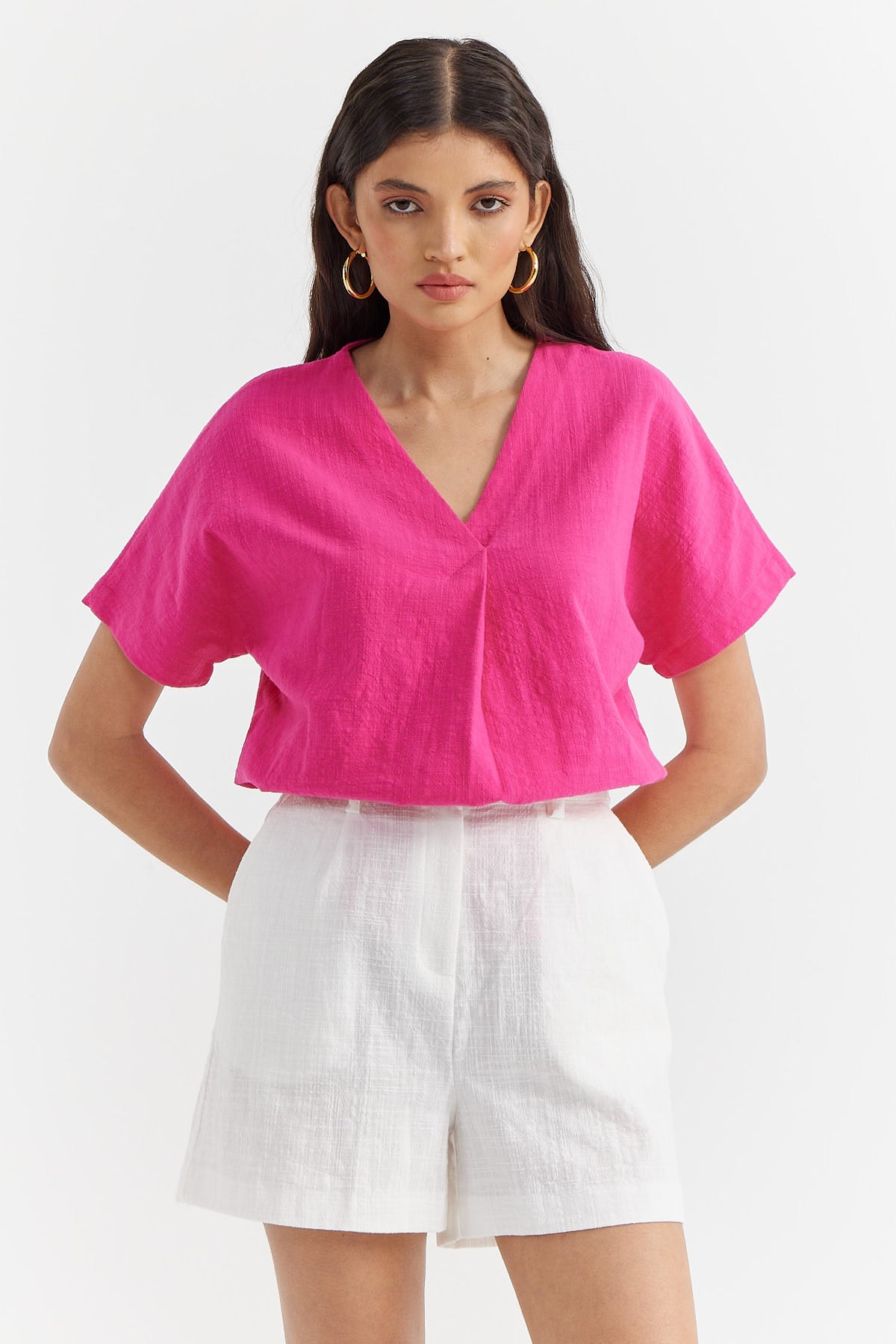 Women's V-Neck Cotton Blouse